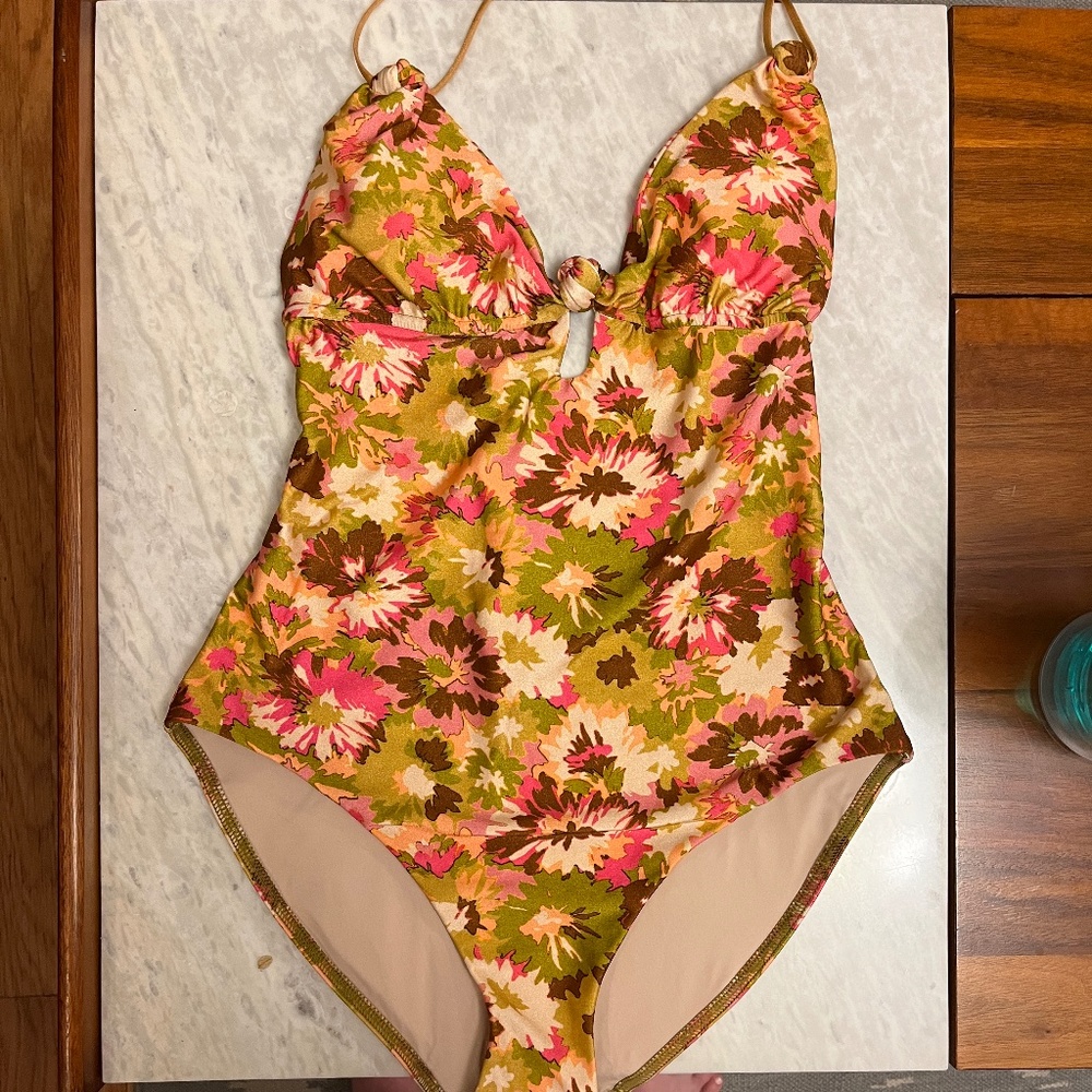 Zimmermann Floral Print Cutout One-Piece Swimsuit Floral NWT